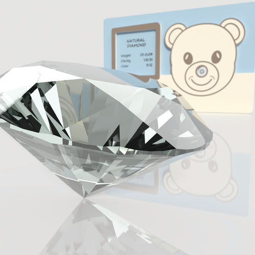 Prirodni dijamant u posebnom pakovanju idealan je kao poklon za bebe, za rođenje, krštenje ili prvi rođendan.  Plavo pakovanje. 