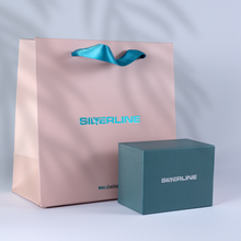 Load image into Gallery viewer, Plava kutijica, roze kesica, ambalaža za nakit